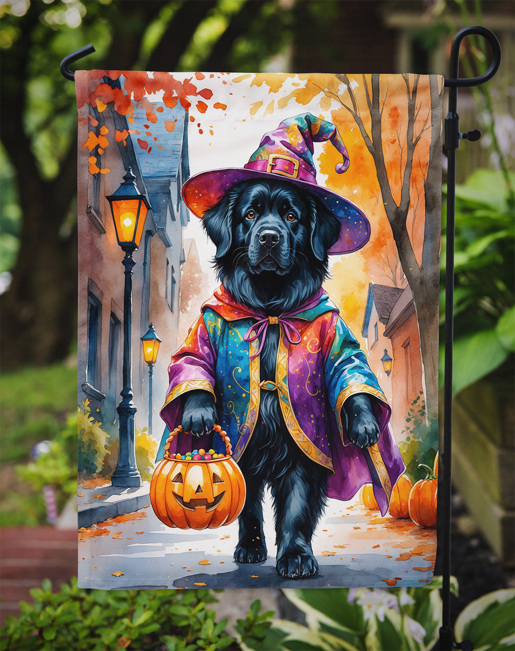 Newfoundland Halloween Trick or Treat Garden Flag