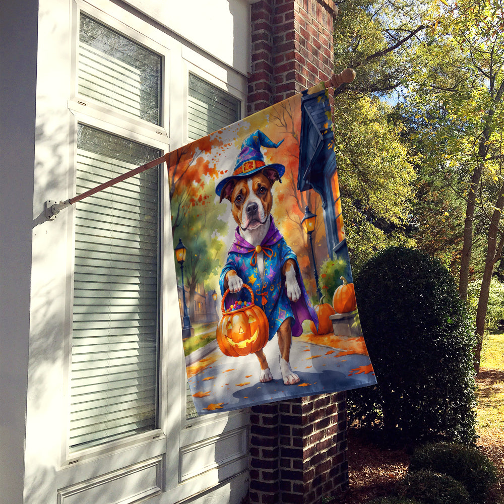 Pit Bull Terrier Halloween Trick or Treat House Flag