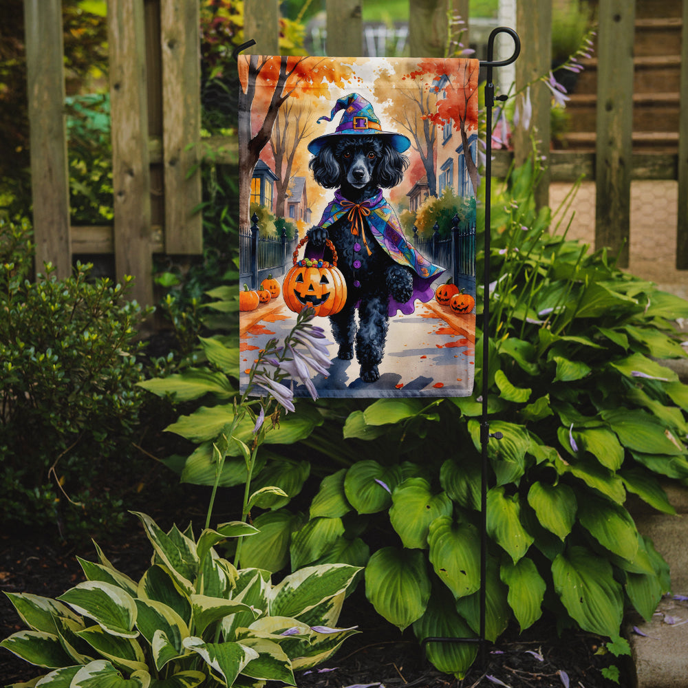 Black Poodle Halloween Trick or Treat Garden Flag
