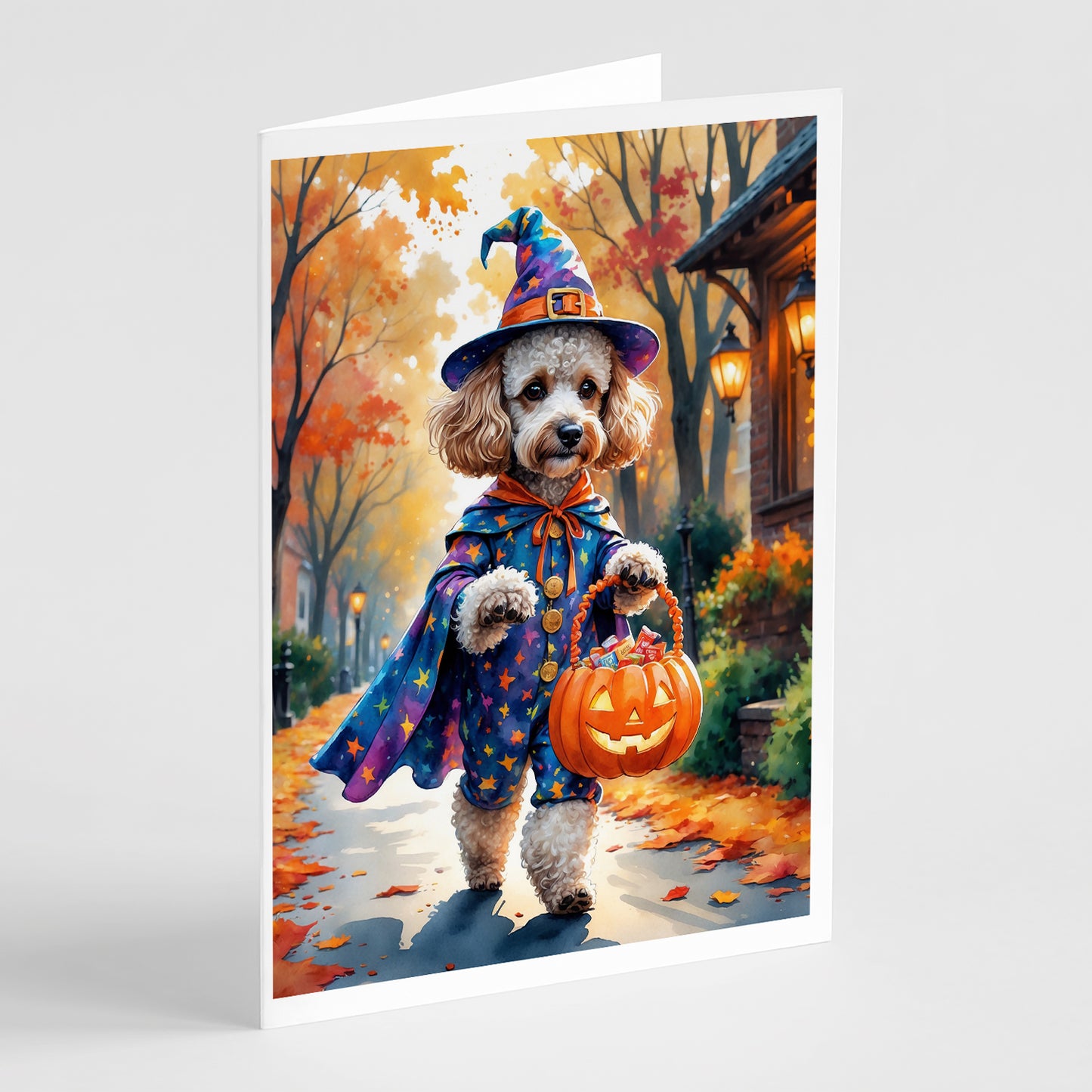 Buy this Poodle Halloween Trick or Treat Greeting Cards Pack of 8
