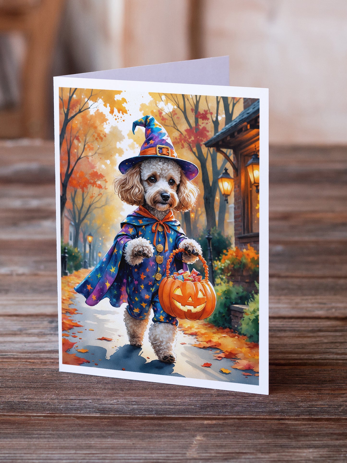 Poodle Halloween Trick or Treat Greeting Cards Pack of 8