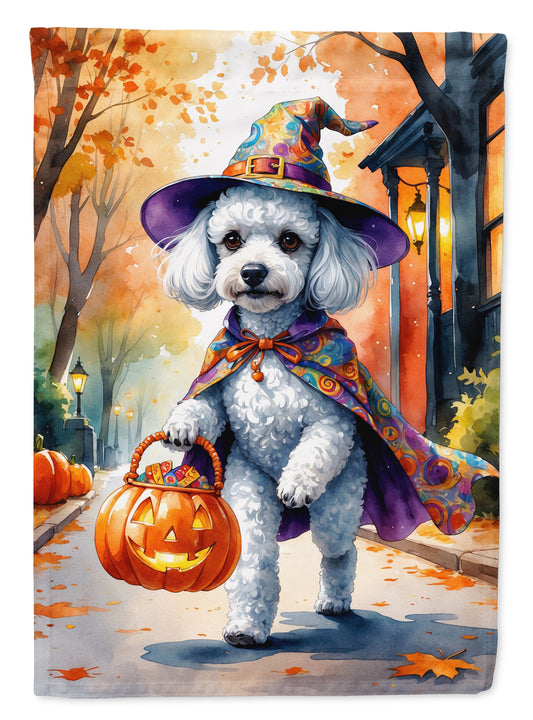 Buy this White Poodle Halloween Trick or Treat Garden Flag