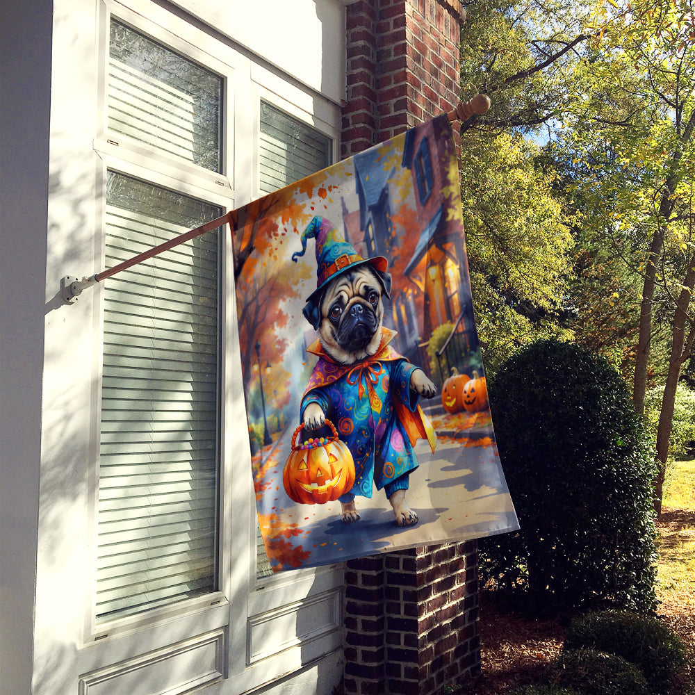 Pug Halloween Trick or Treat House Flag