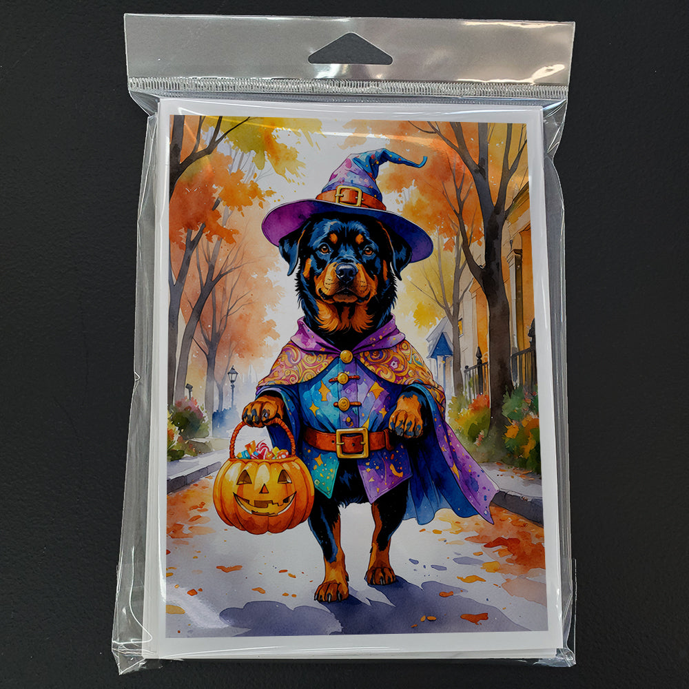 Rottweiler Halloween Trick or Treat Greeting Cards Pack of 8