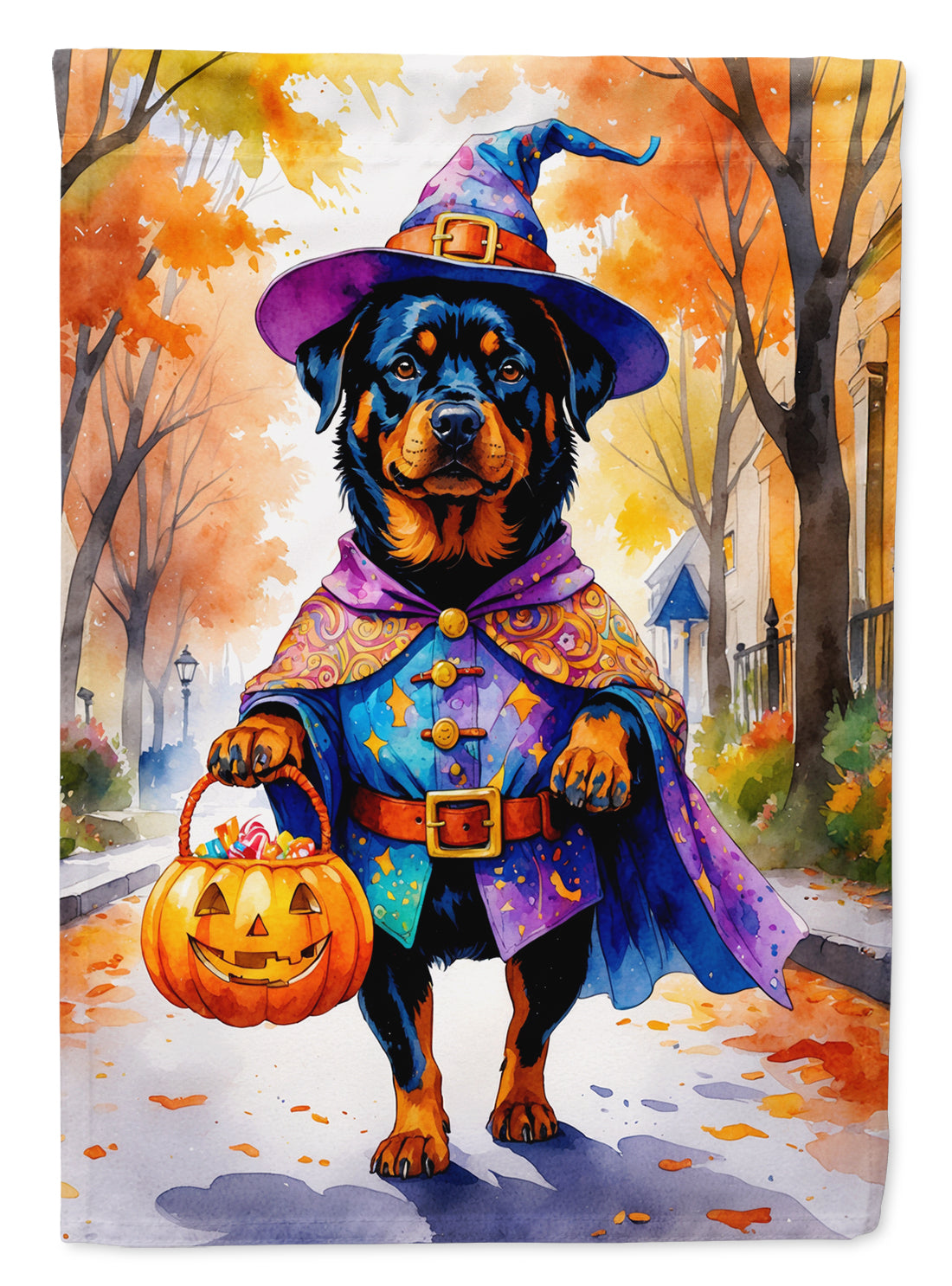 Buy this Rottweiler Halloween Trick or Treat Garden Flag
