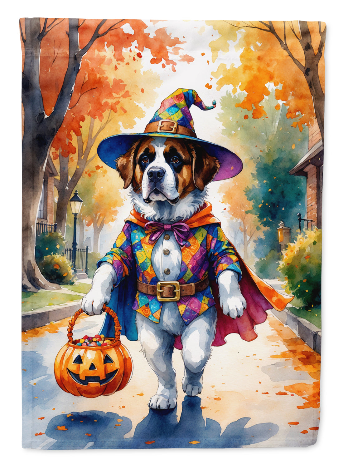 Buy this Saint Bernard Halloween Trick or Treat House Flag