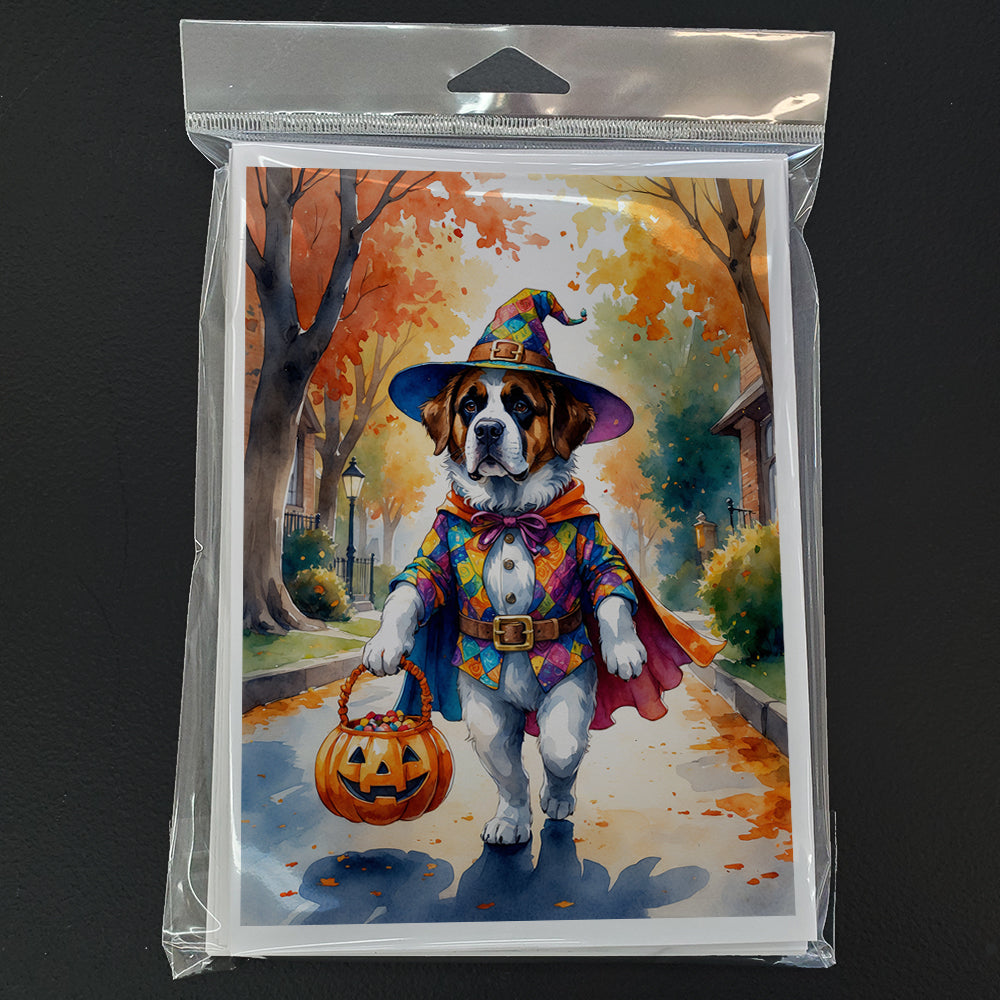 Saint Bernard Halloween Trick or Treat Greeting Cards Pack of 8