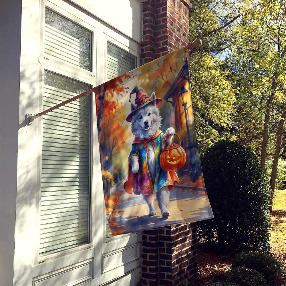 Samoyed Halloween Trick or Treat House Flag