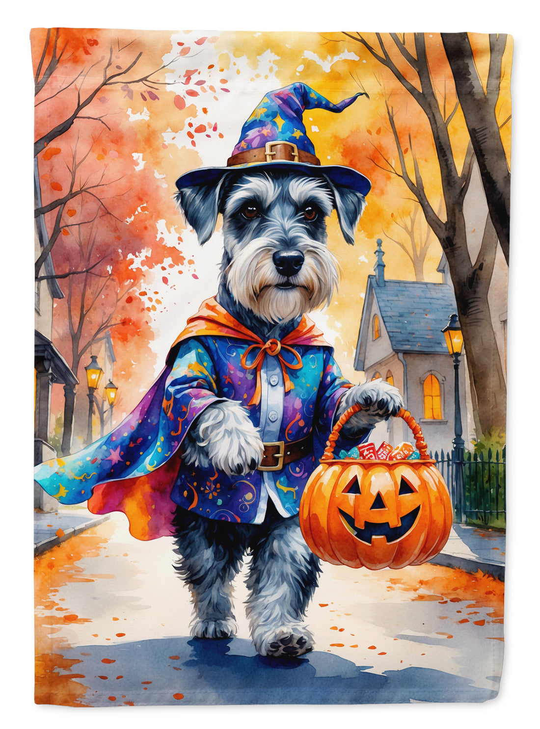 Buy this Schnauzer Halloween Trick or Treat Garden Flag