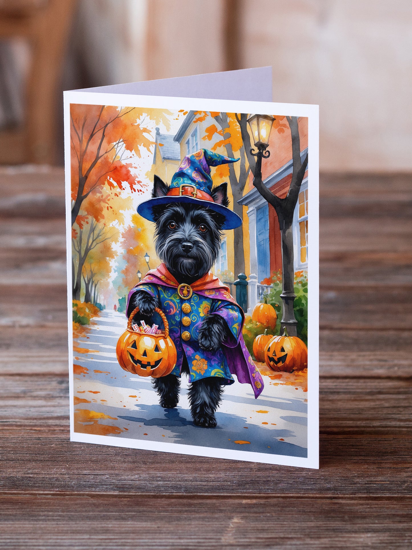 Scottish Terrier Halloween Trick or Treat Greeting Cards Pack of 8