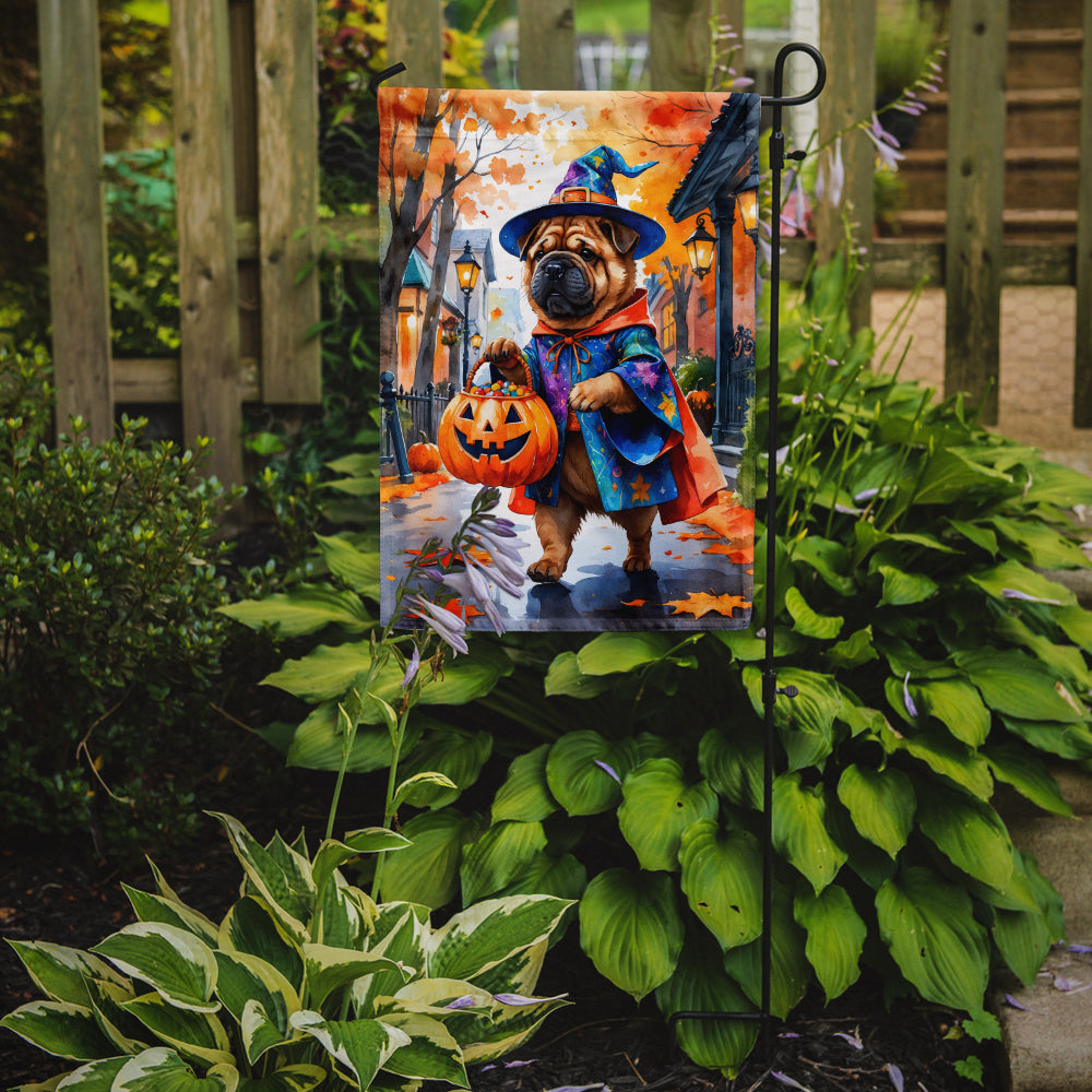 Shar Pei Halloween Trick or Treat Garden Flag