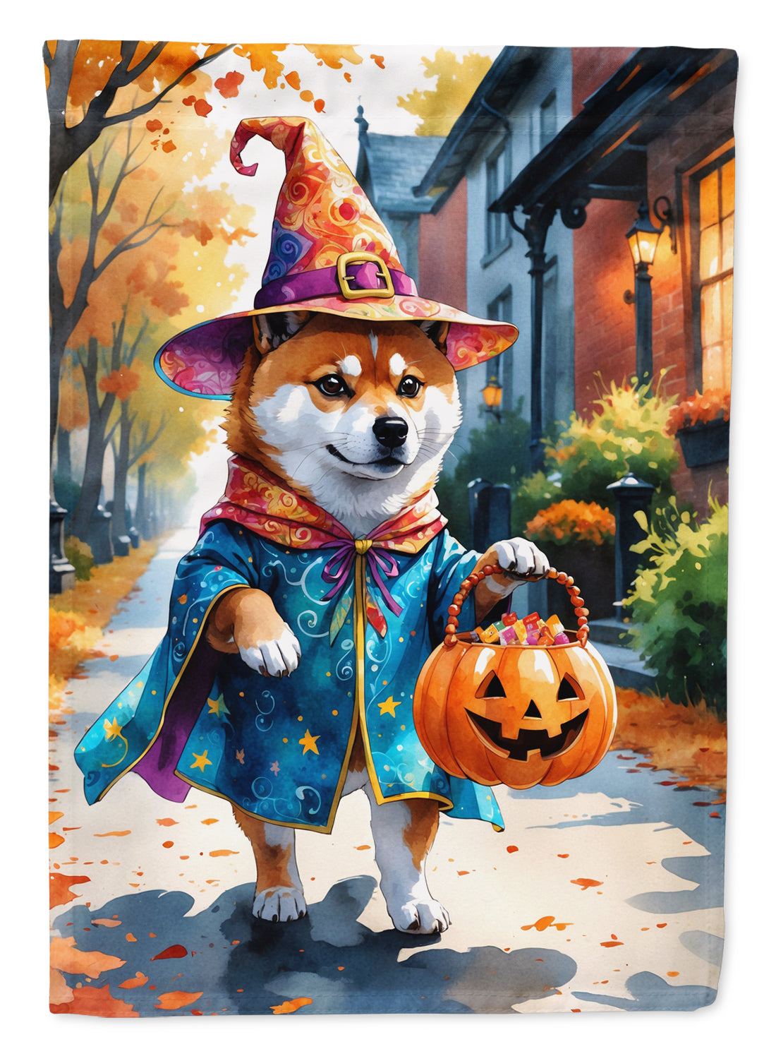 Buy this Shiba Inu Halloween Trick or Treat Garden Flag