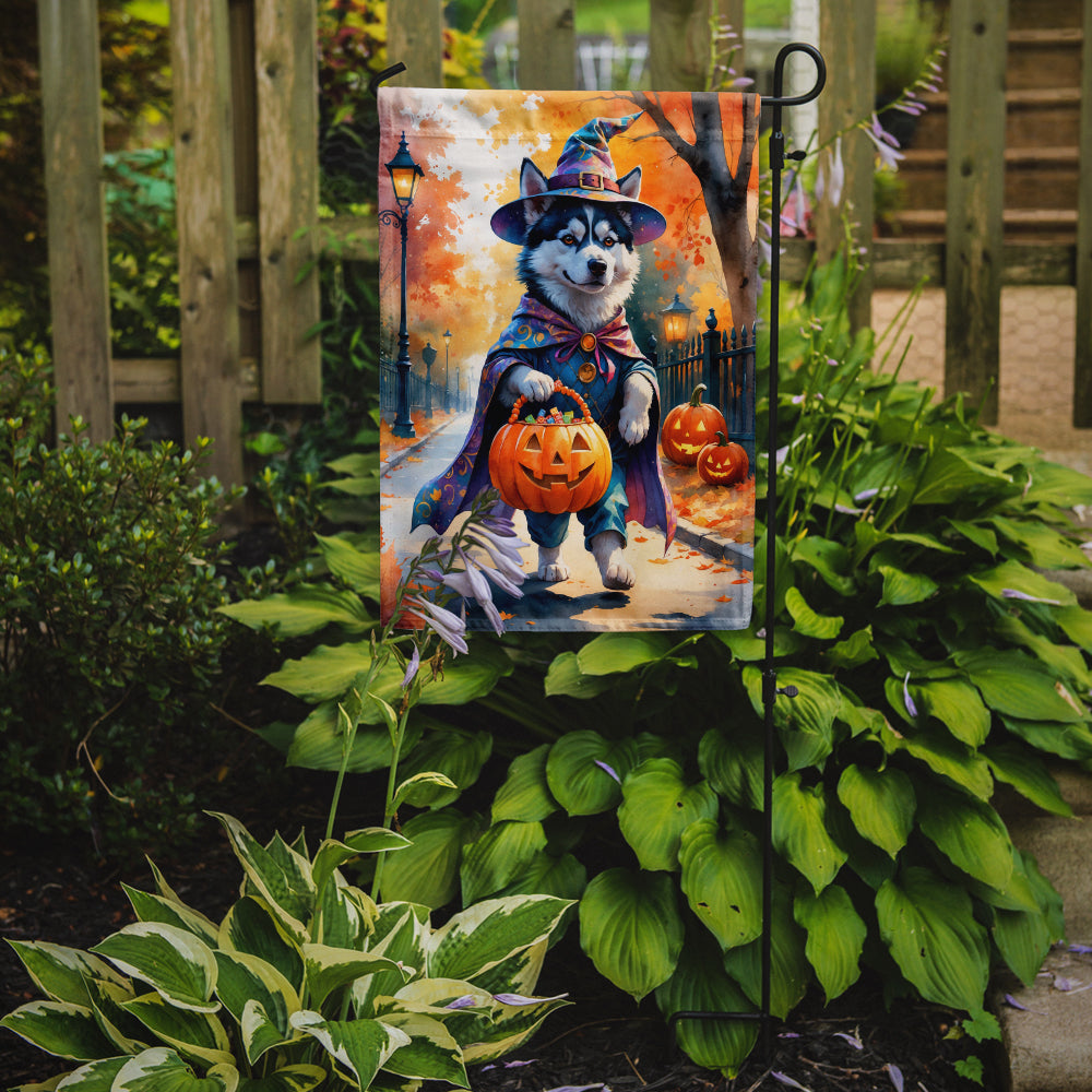 Siberian Husky Halloween Trick or Treat Garden Flag