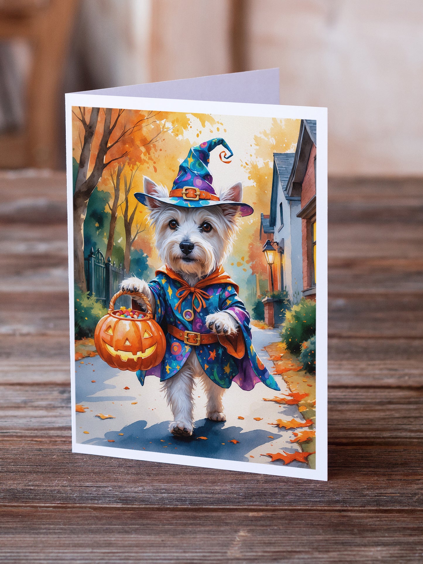 Westie Halloween Trick or Treat Greeting Cards Pack of 8