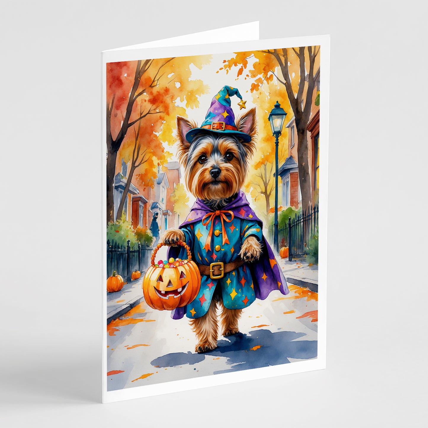 Buy this Yorkshire Terrier Yorkie Halloween Trick or Treat Greeting Cards Pack of 8