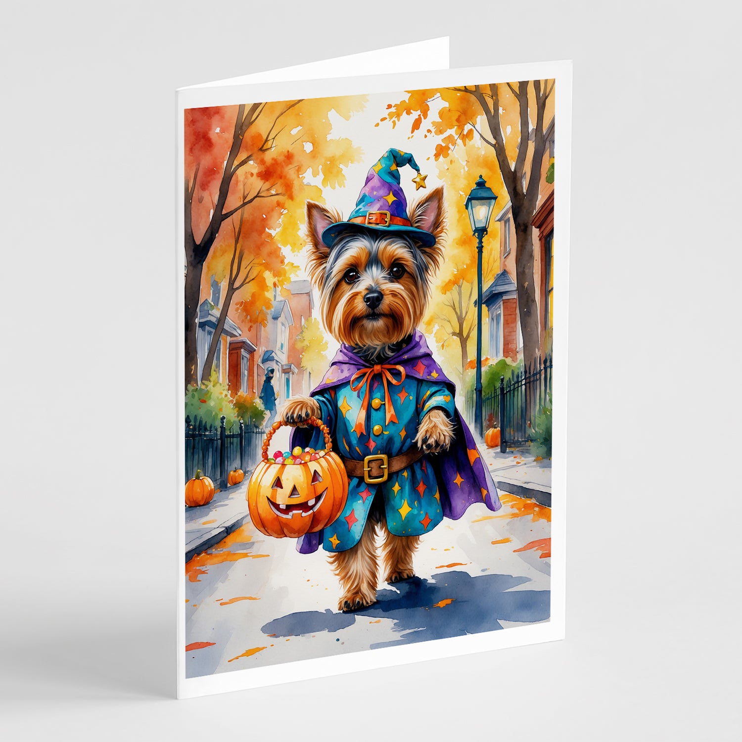 Buy this Yorkshire Terrier Yorkie Halloween Trick or Treat Greeting Cards Pack of 8