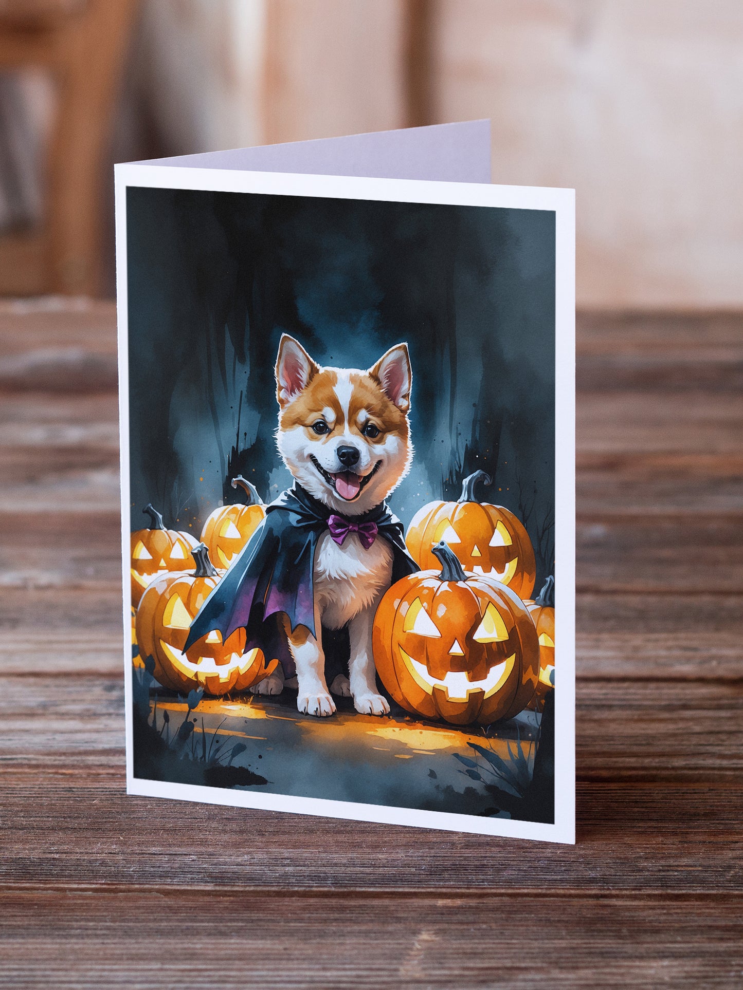 Akita Puppy Halloween Greeting Cards Pack of 8