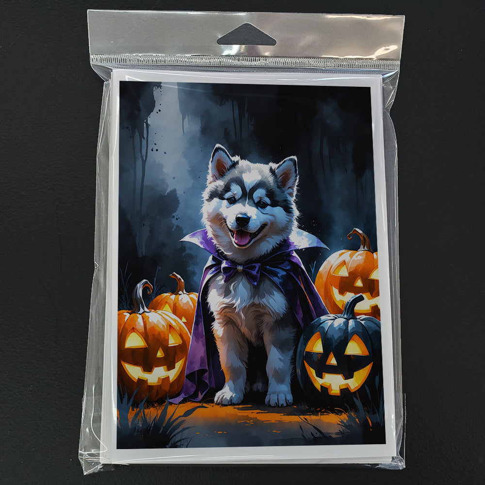 Alaskan Malamute Puppy Halloween Greeting Cards Pack of 8