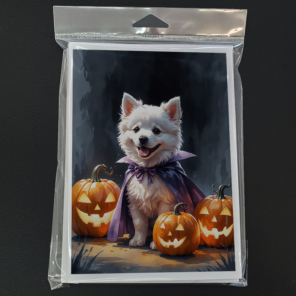 American Eskimo Puppy Halloween Greeting Cards Pack of 8