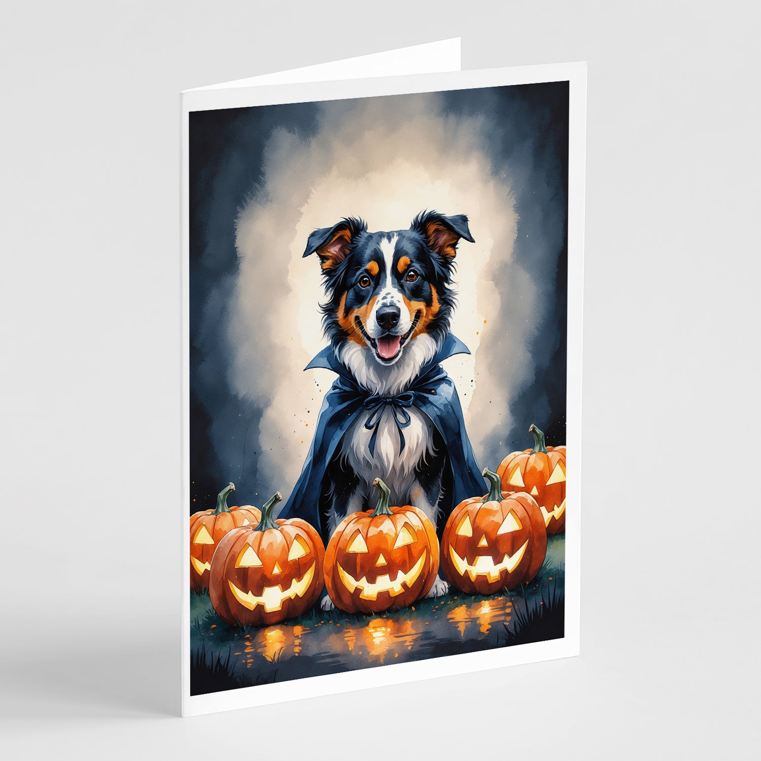 Buy this Australian Shepherd Puppy Halloween Greeting Cards Pack of 8