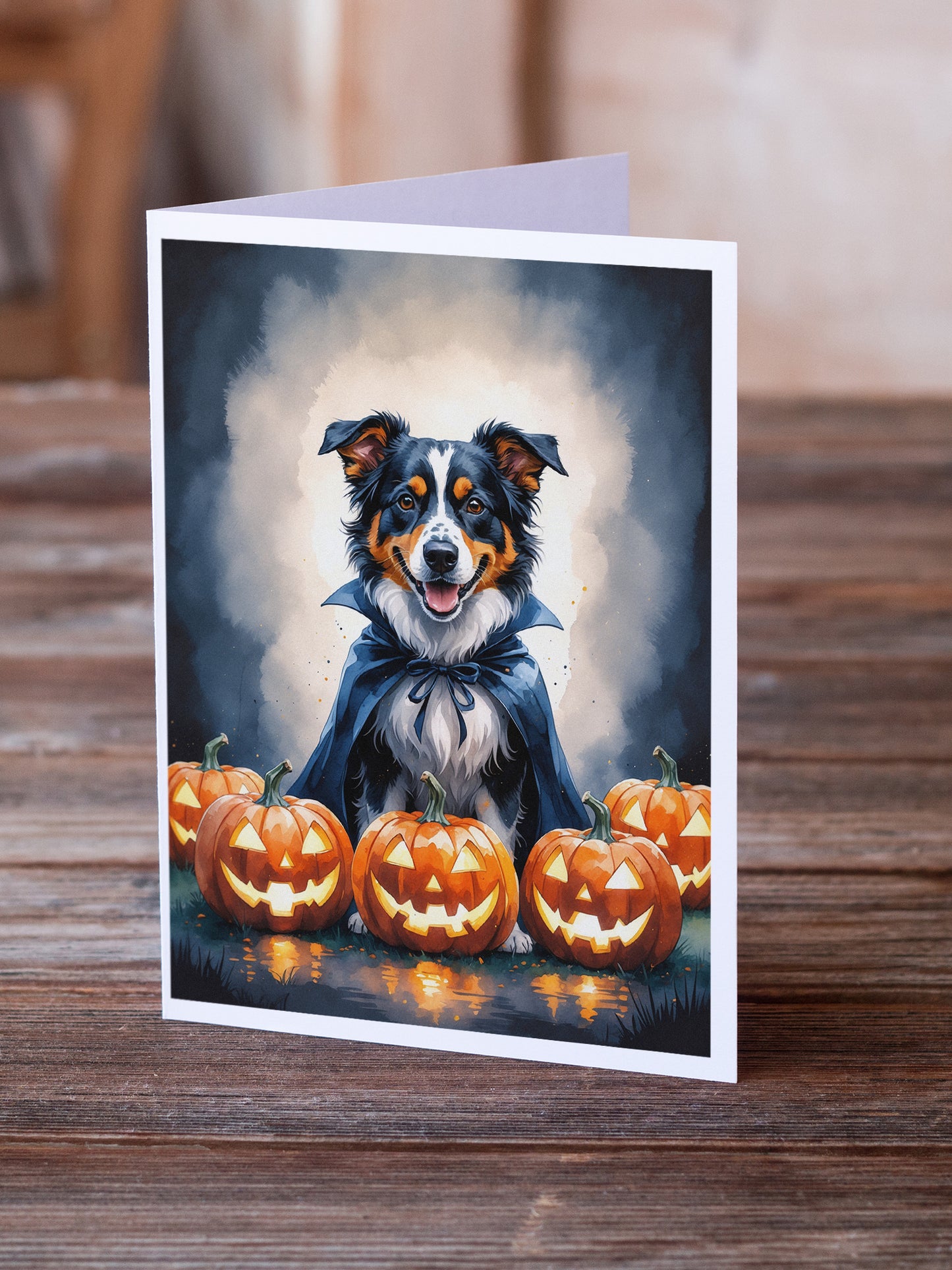 Australian Shepherd Puppy Halloween Greeting Cards Pack of 8