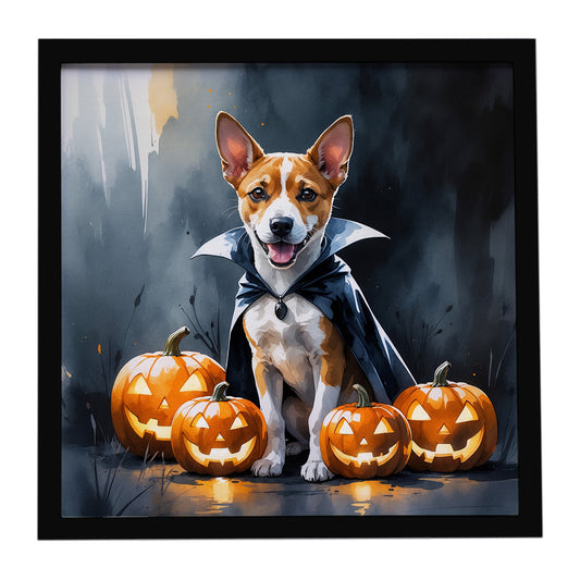Buy this Basenji Puppy Halloween Framed Metal Print