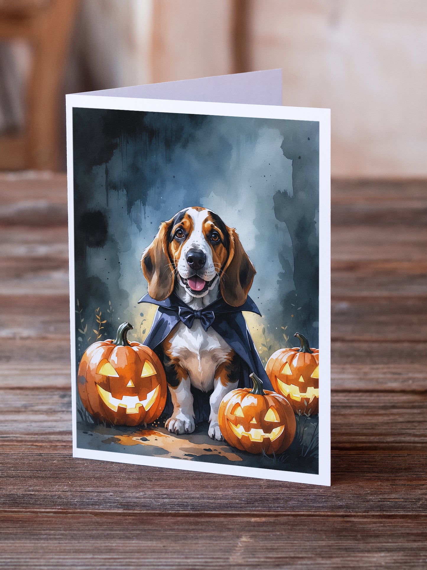 Basset Hound Puppy Halloween Greeting Cards Pack of 8