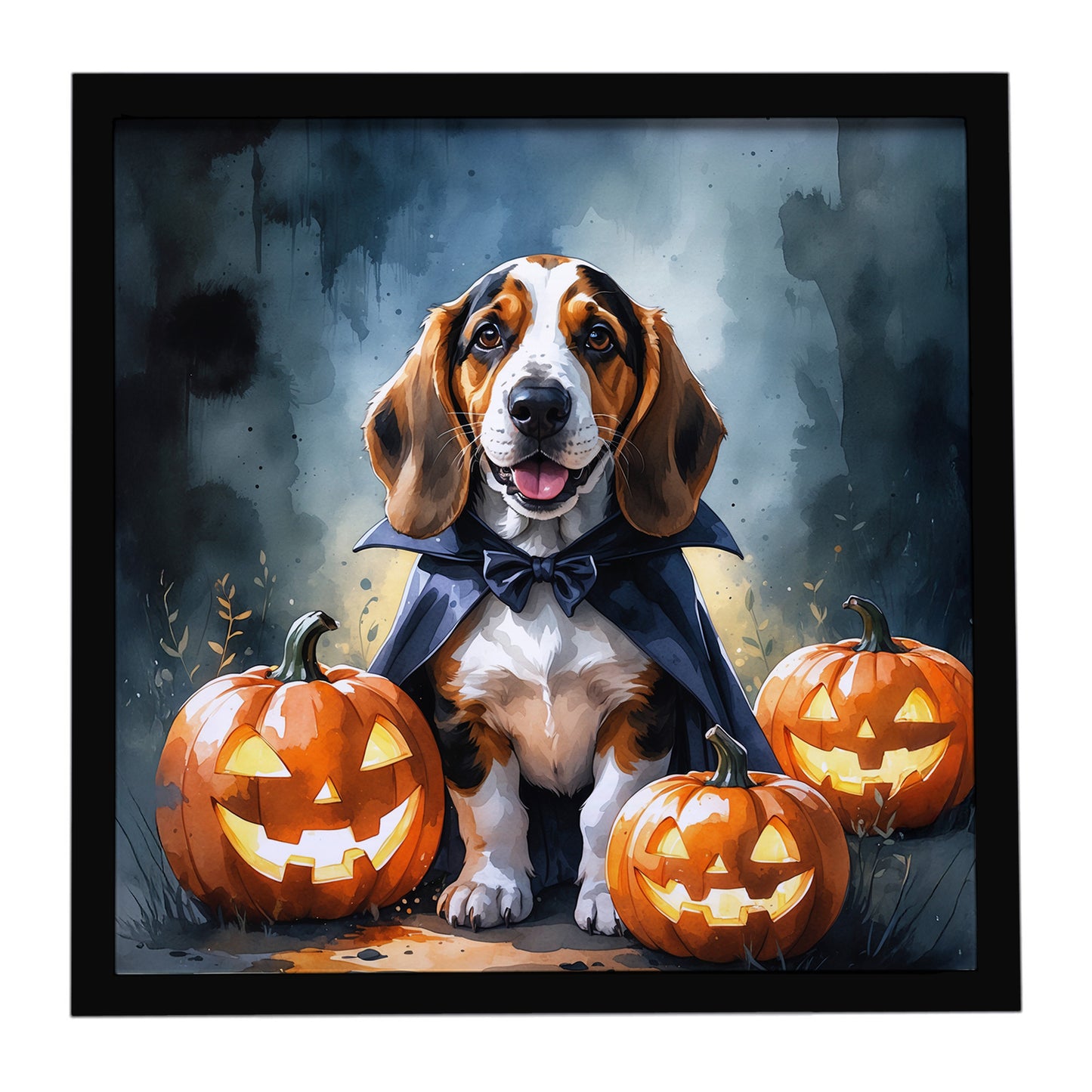 Buy this Basset Hound Puppy Halloween Framed Metal Print
