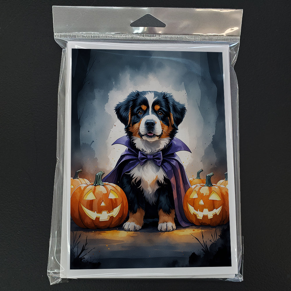 Bernese Mountain Dog Puppy Halloween Greeting Cards Pack of 8