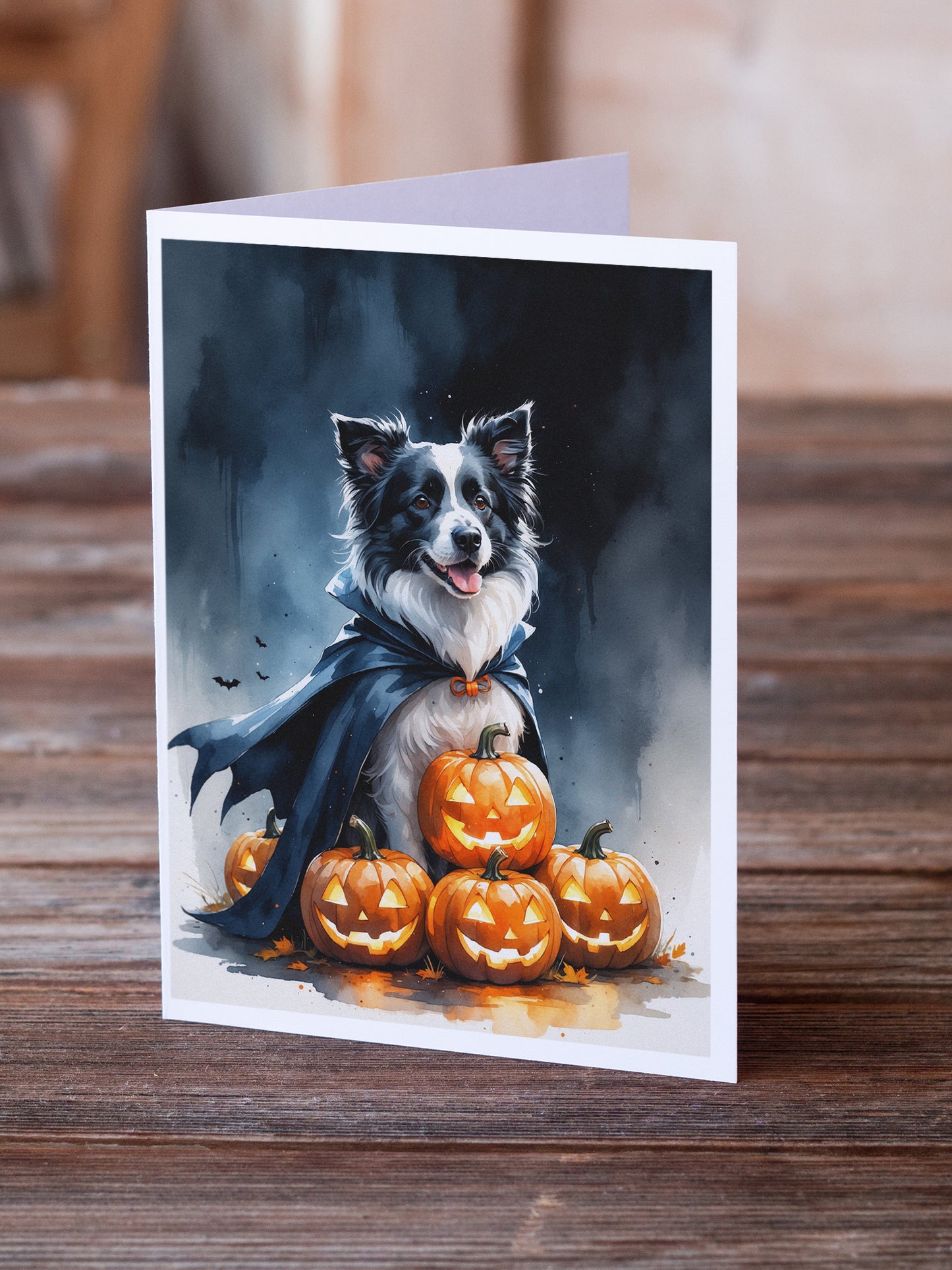 Border Collie Puppy Halloween Greeting Cards Pack of 8