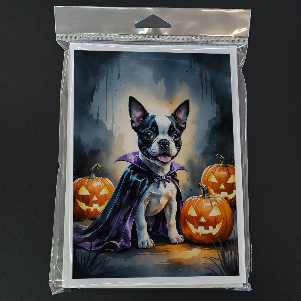 Boston Terrier Puppy Halloween Greeting Cards Pack of 8