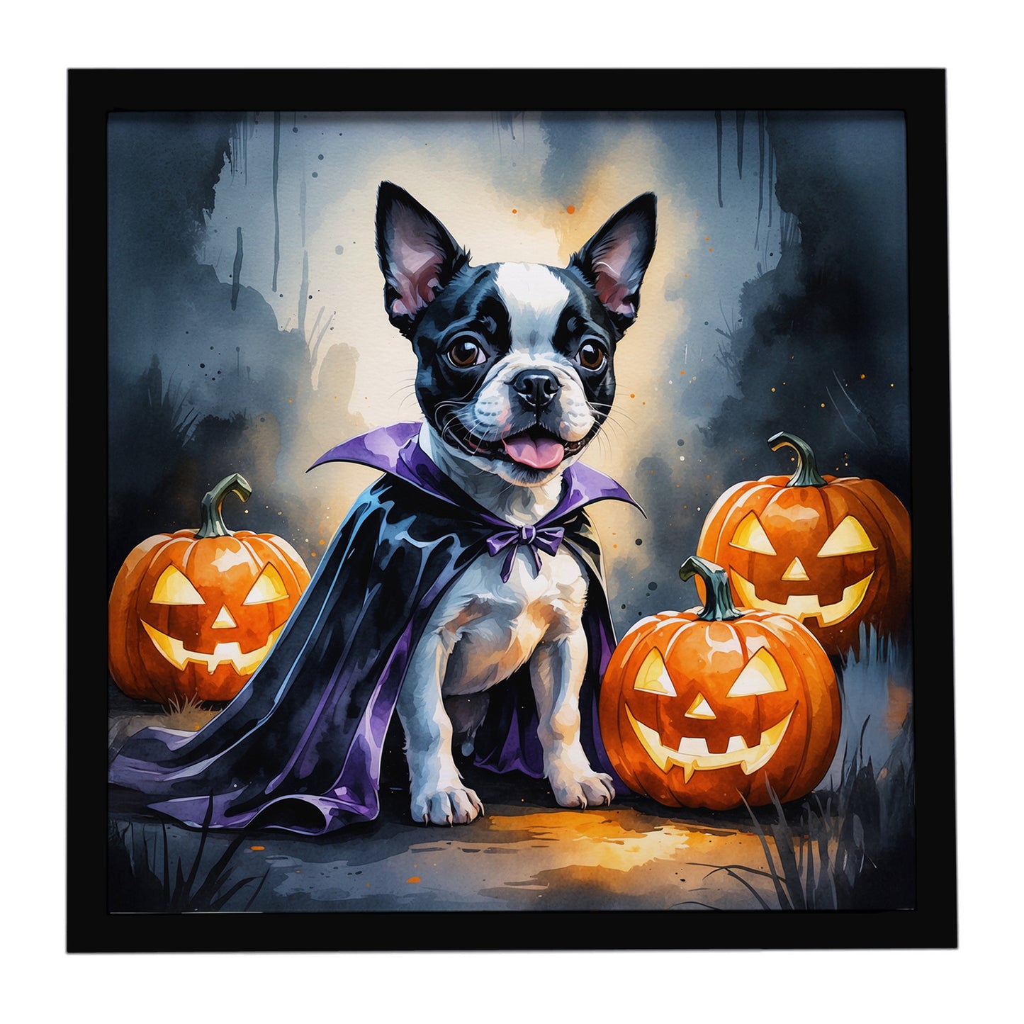 Buy this Boston Terrier Puppy Halloween Framed Metal Print