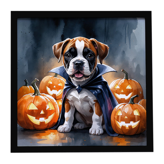 Buy this Boxer Puppy Halloween Framed Metal Print