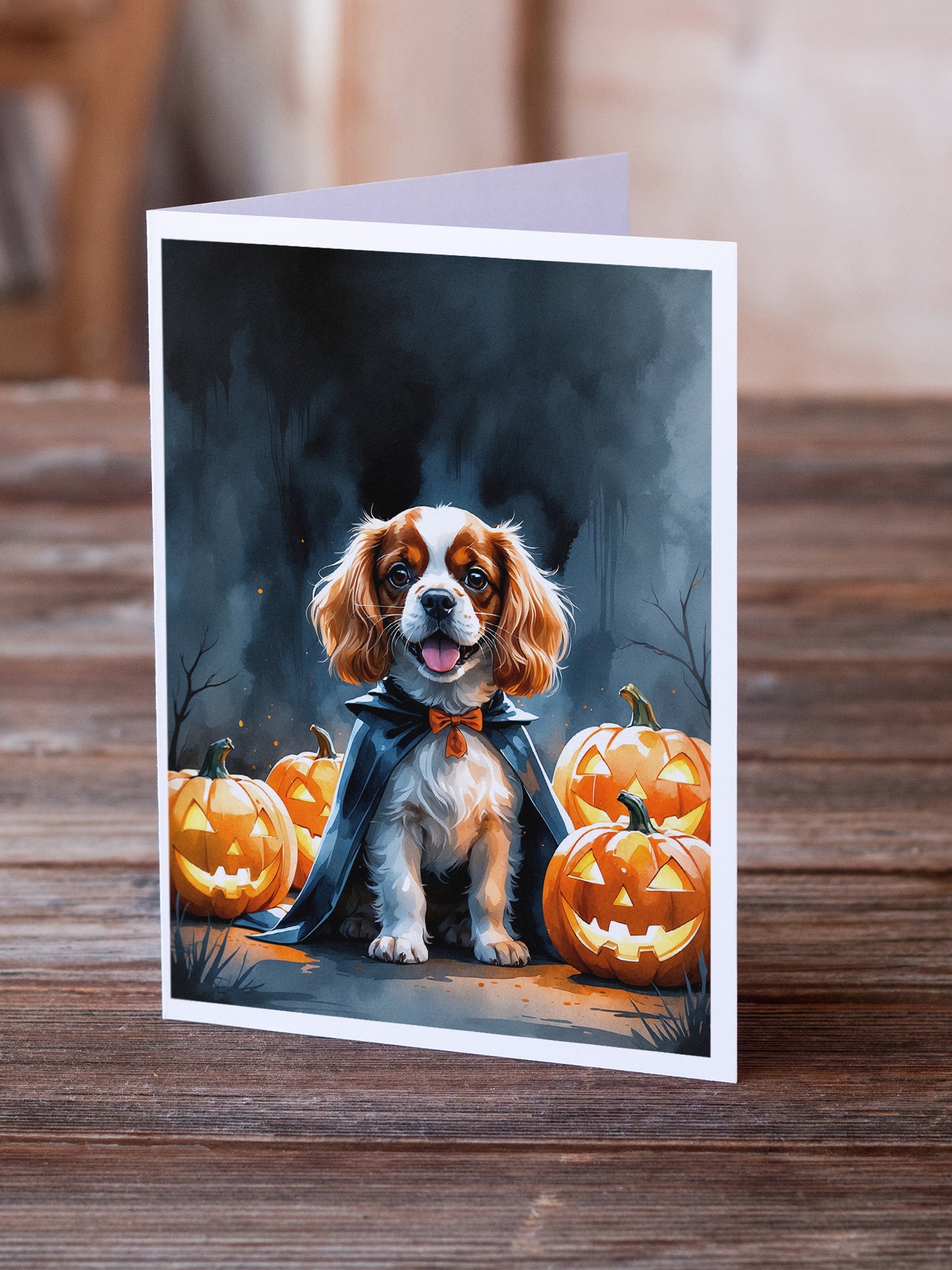 Cavalier Spaniel Puppy Halloween Greeting Cards Pack of 8