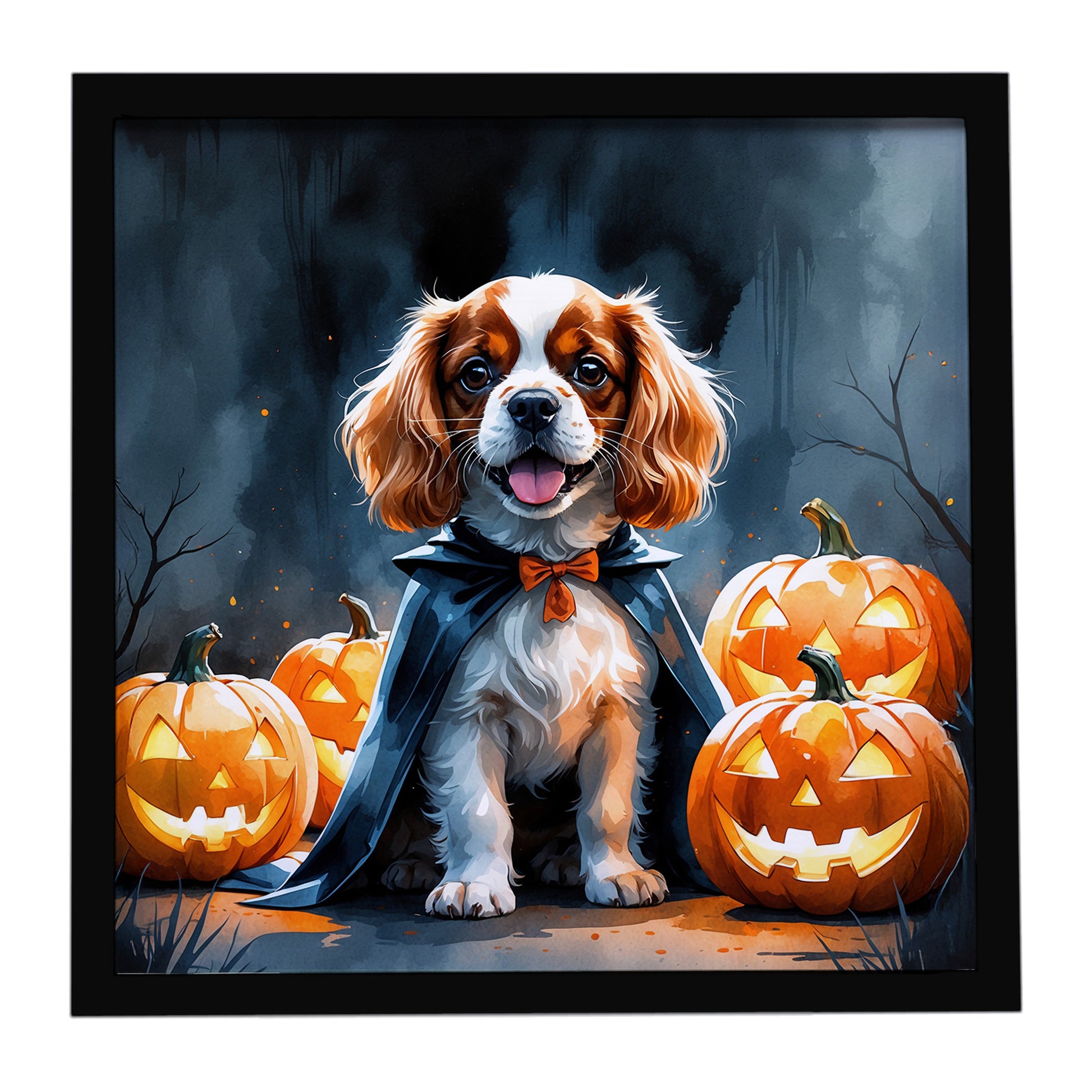 Buy this Cavalier Spaniel Puppy Halloween Framed Metal Print