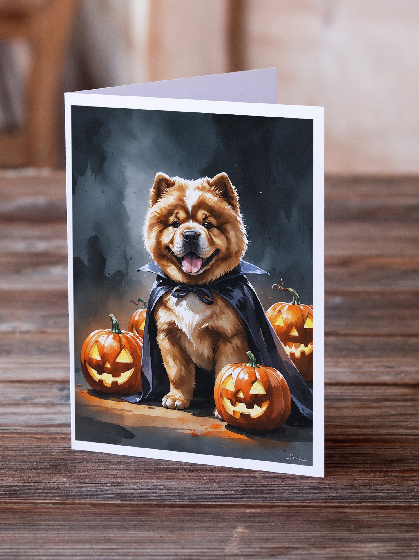 Chow Chow Puppy Halloween Greeting Cards Pack of 8