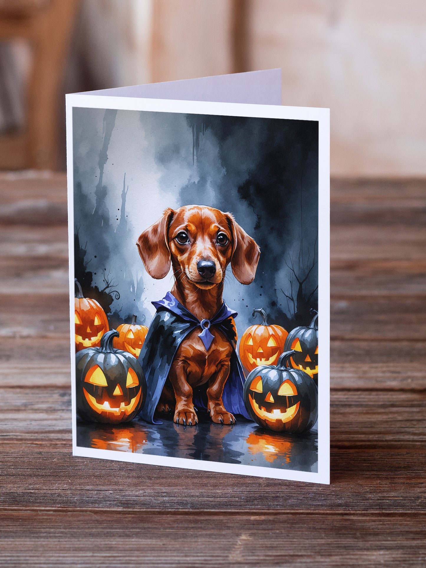 Red Dachshund Puppy Halloween Greeting Cards Pack of 8