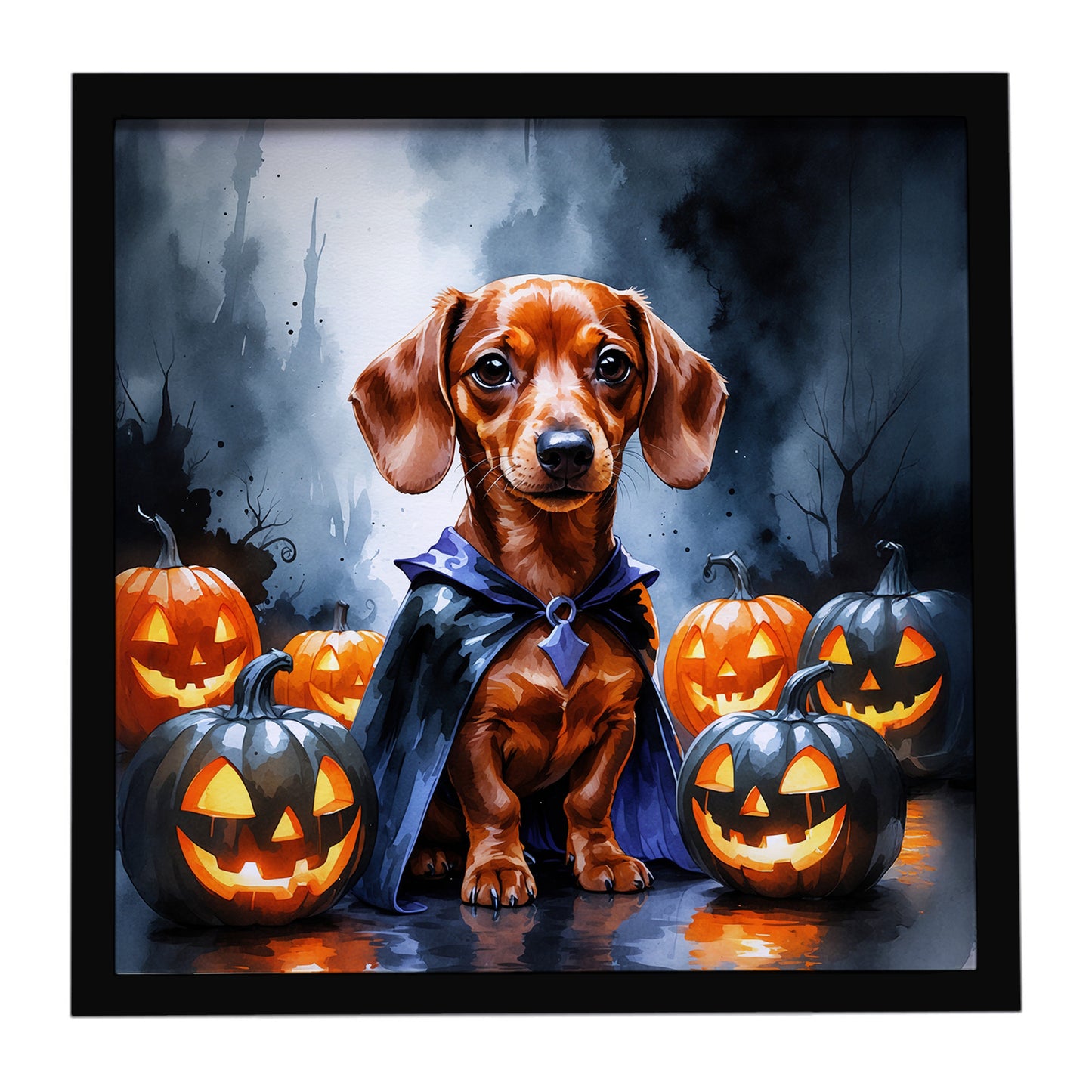 Buy this Red Dachshund Puppy Halloween Framed Metal Print