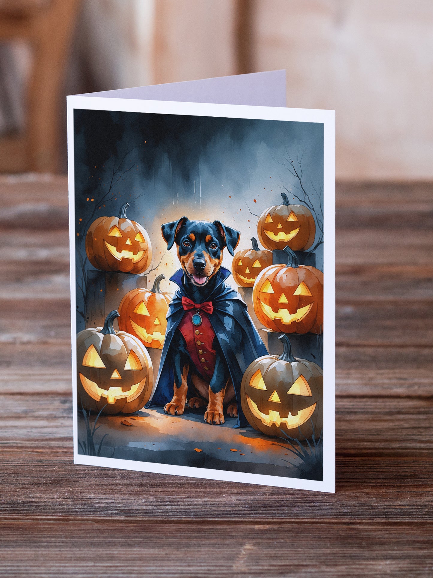 Doberman Pinscher Puppy Halloween Greeting Cards Pack of 8