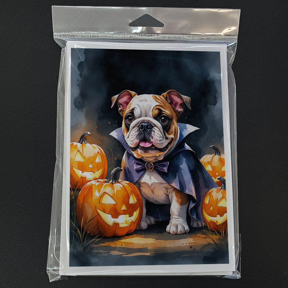 English Bulldog Puppy Halloween Greeting Cards Pack of 8