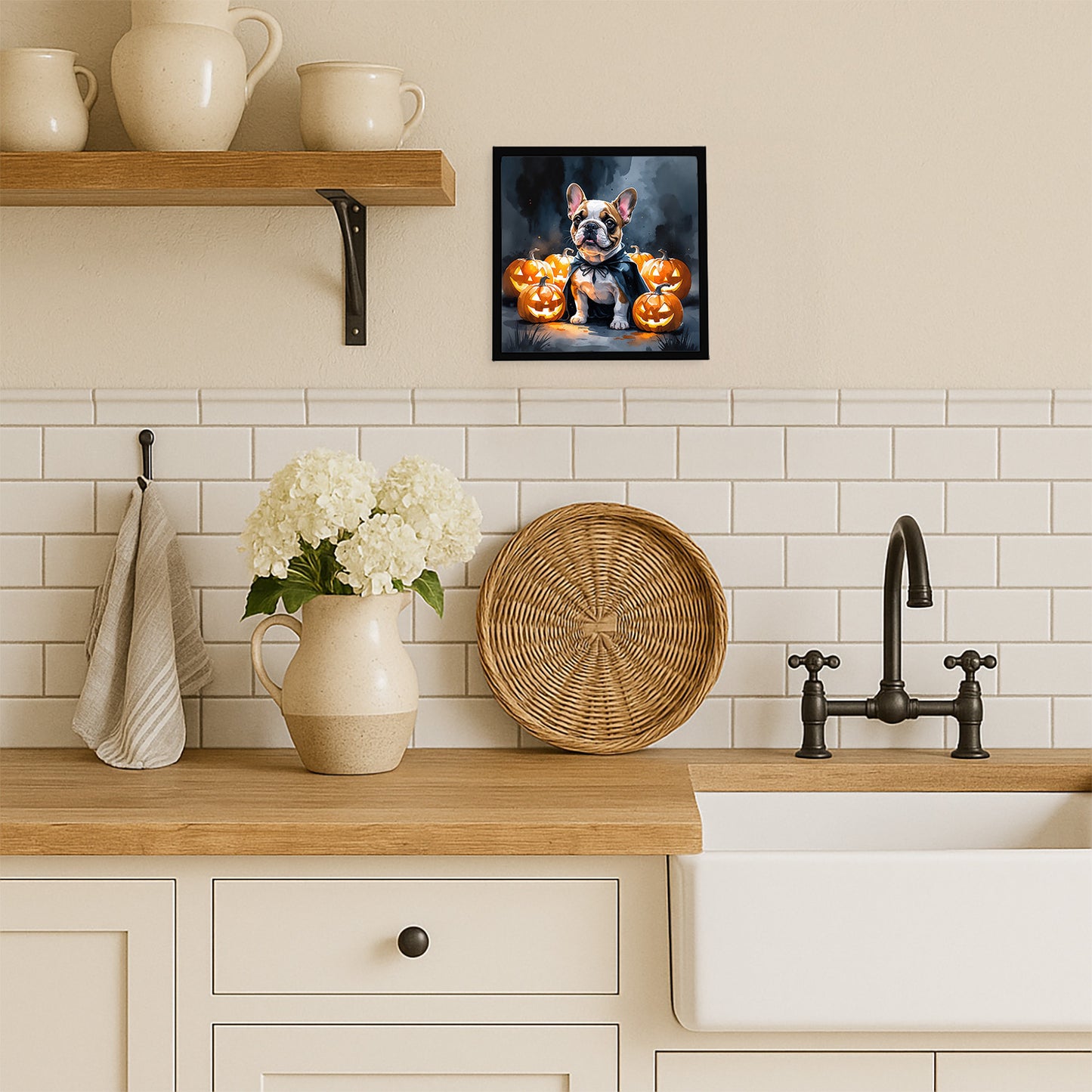 French Bulldog Puppy Halloween Framed Metal Print