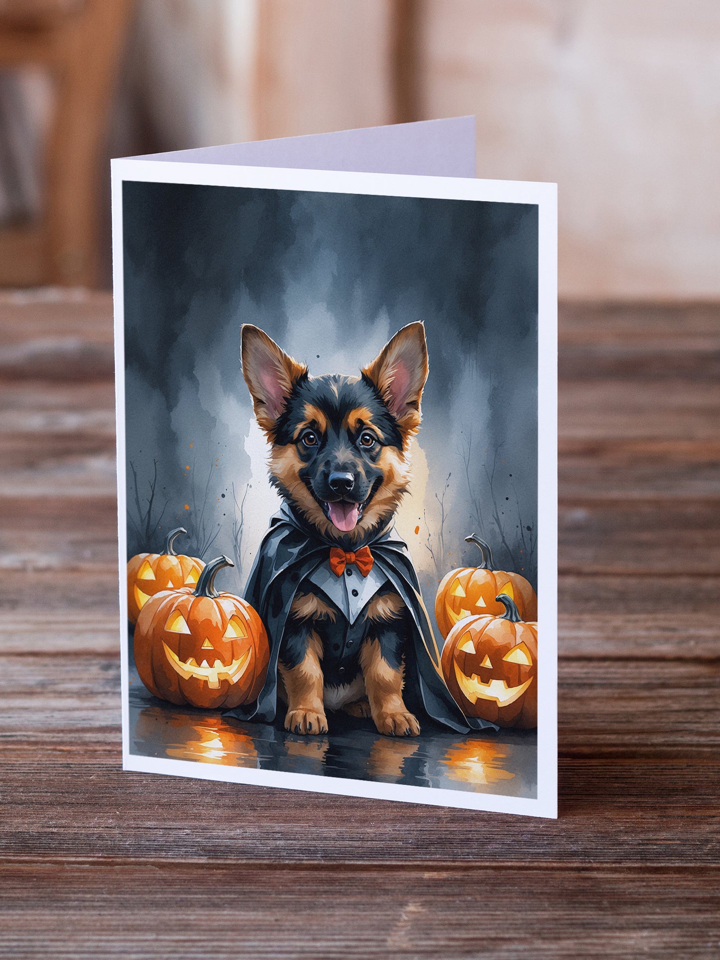 German Shepherd Puppy Halloween Greeting Cards Pack of 8
