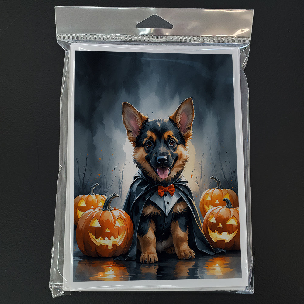 German Shepherd Puppy Halloween Greeting Cards Pack of 8