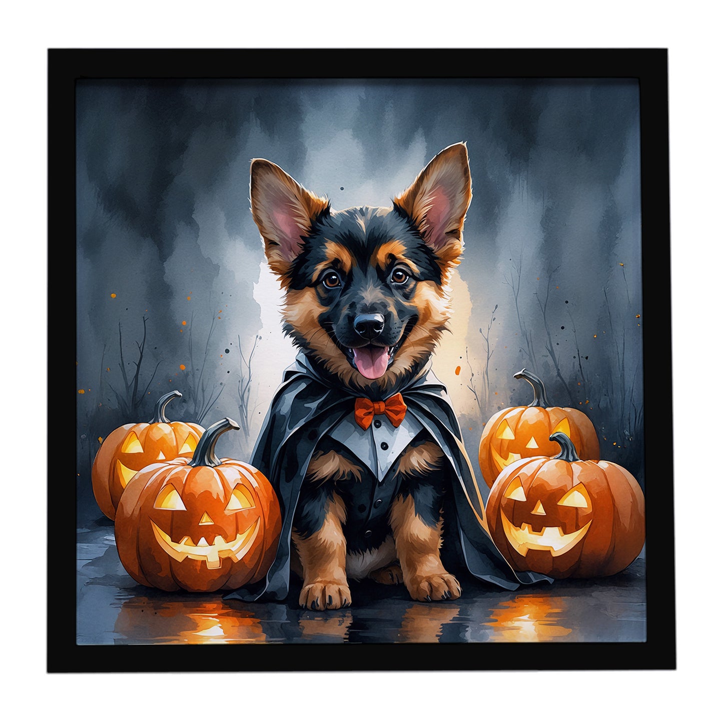 Buy this German Shepherd Puppy Halloween Framed Metal Print