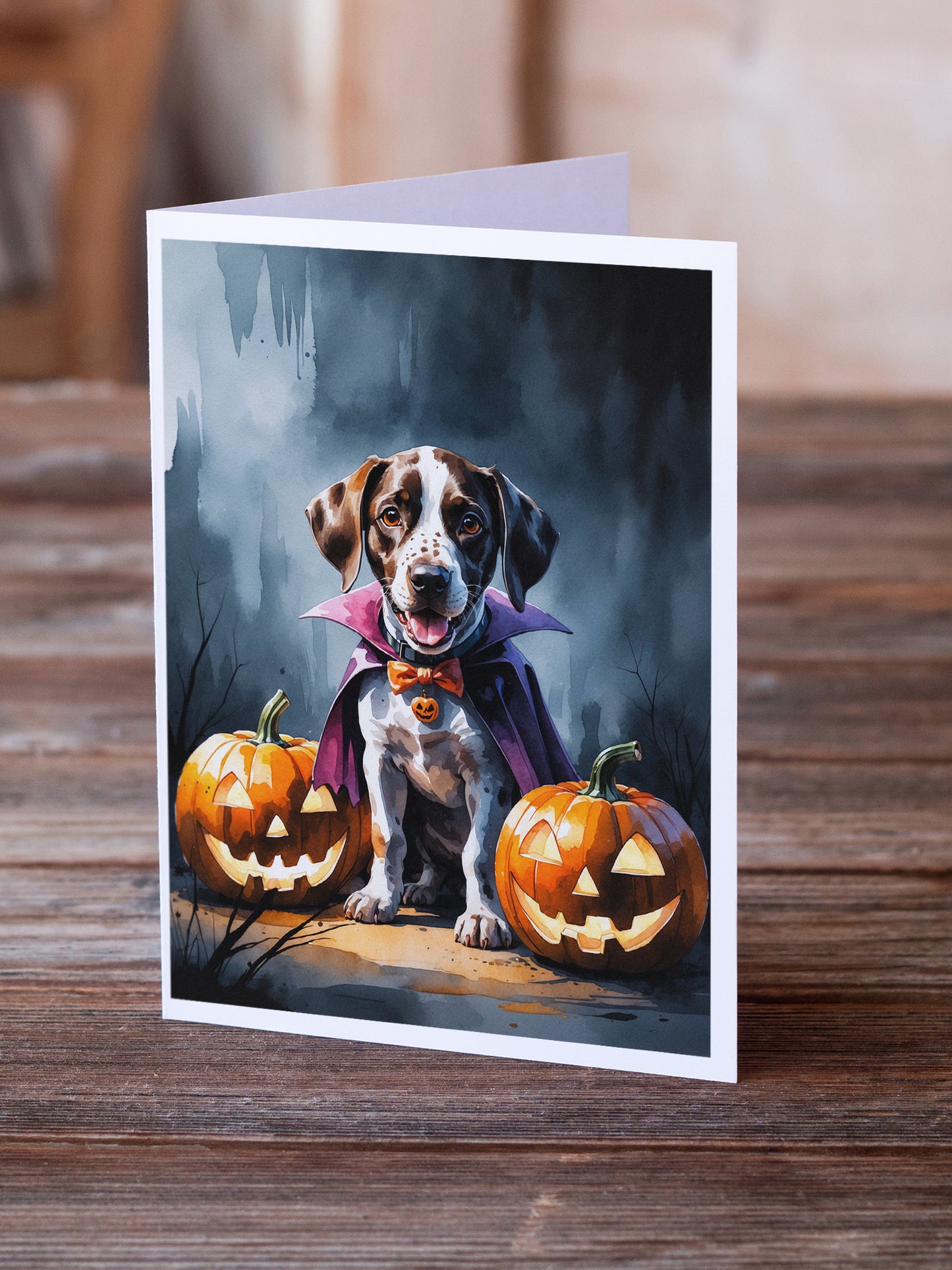 German Shorthaired Pointer Puppy Halloween Greeting Cards Pack of 8