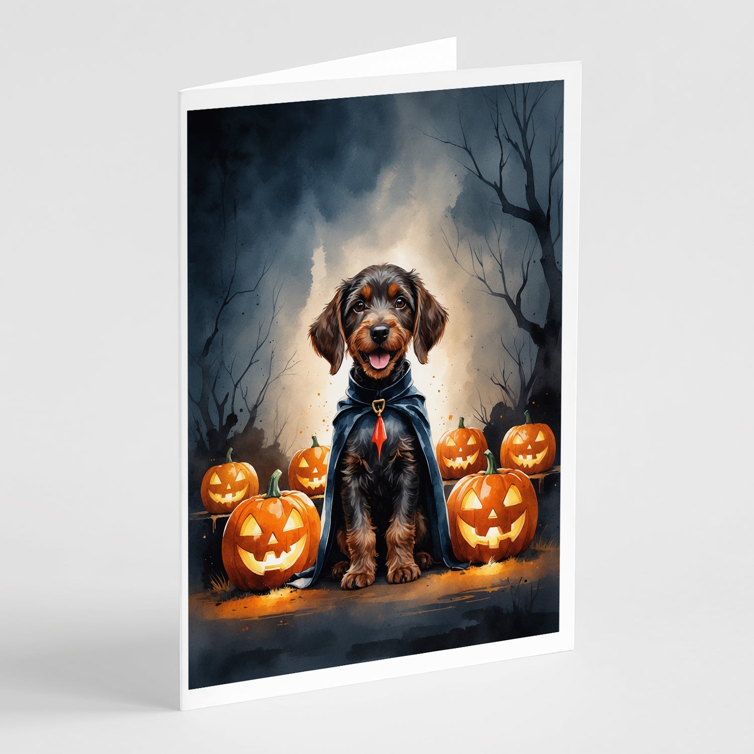 Buy this German Wirehaired Pointer Puppy Halloween Greeting Cards Pack of 8