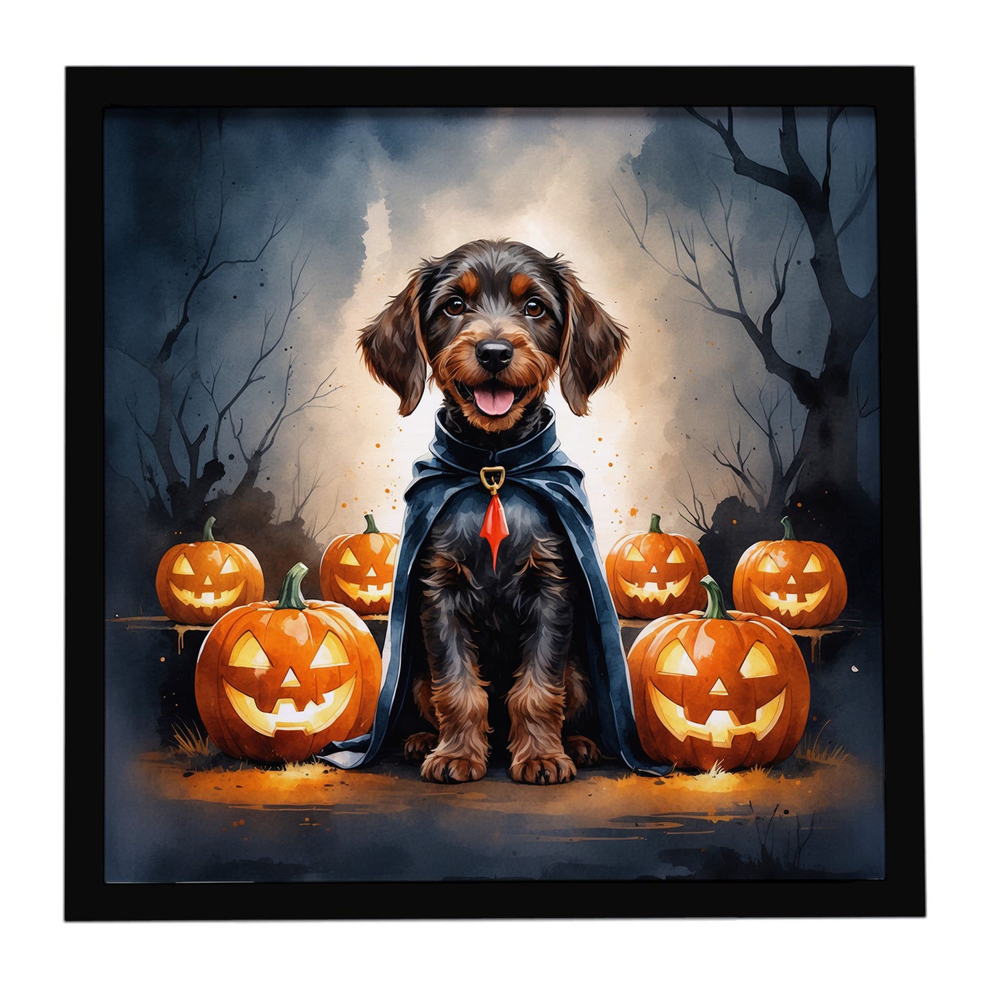 Buy this German Wirehaired Pointer Puppy Halloween Framed Metal Print