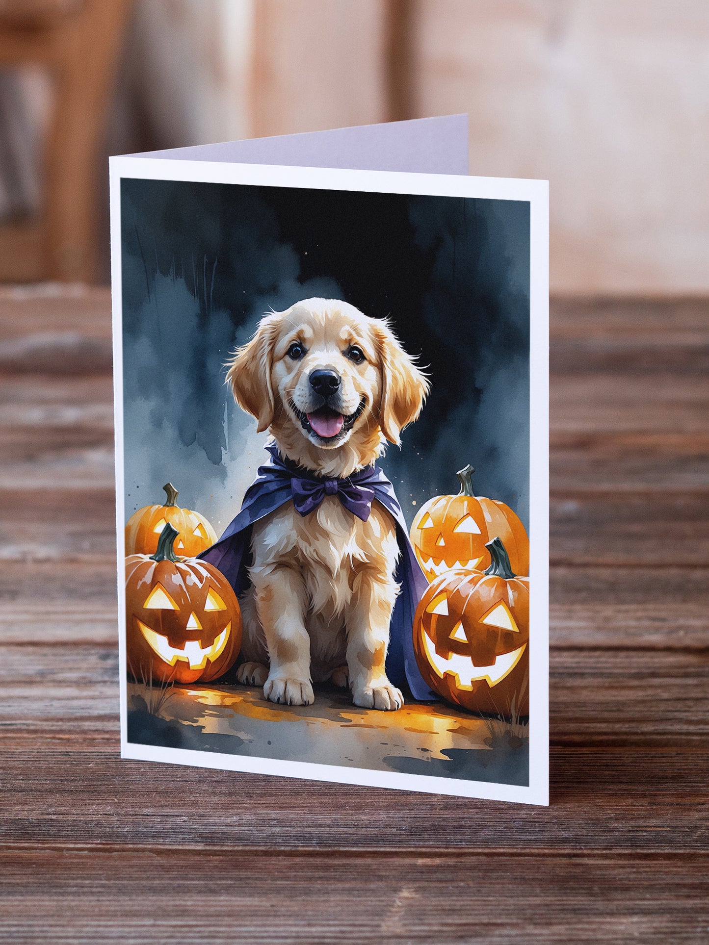 Golden Retriever Puppy Halloween Greeting Cards Pack of 8