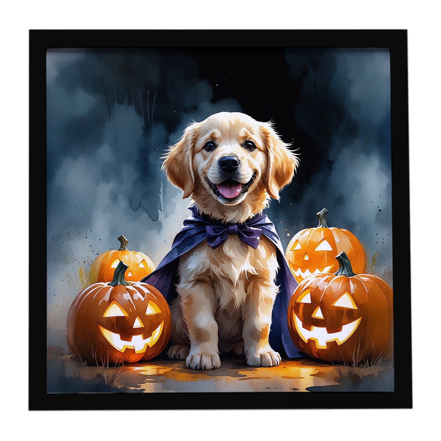 Buy this Golden Retriever Puppy Halloween Framed Metal Print