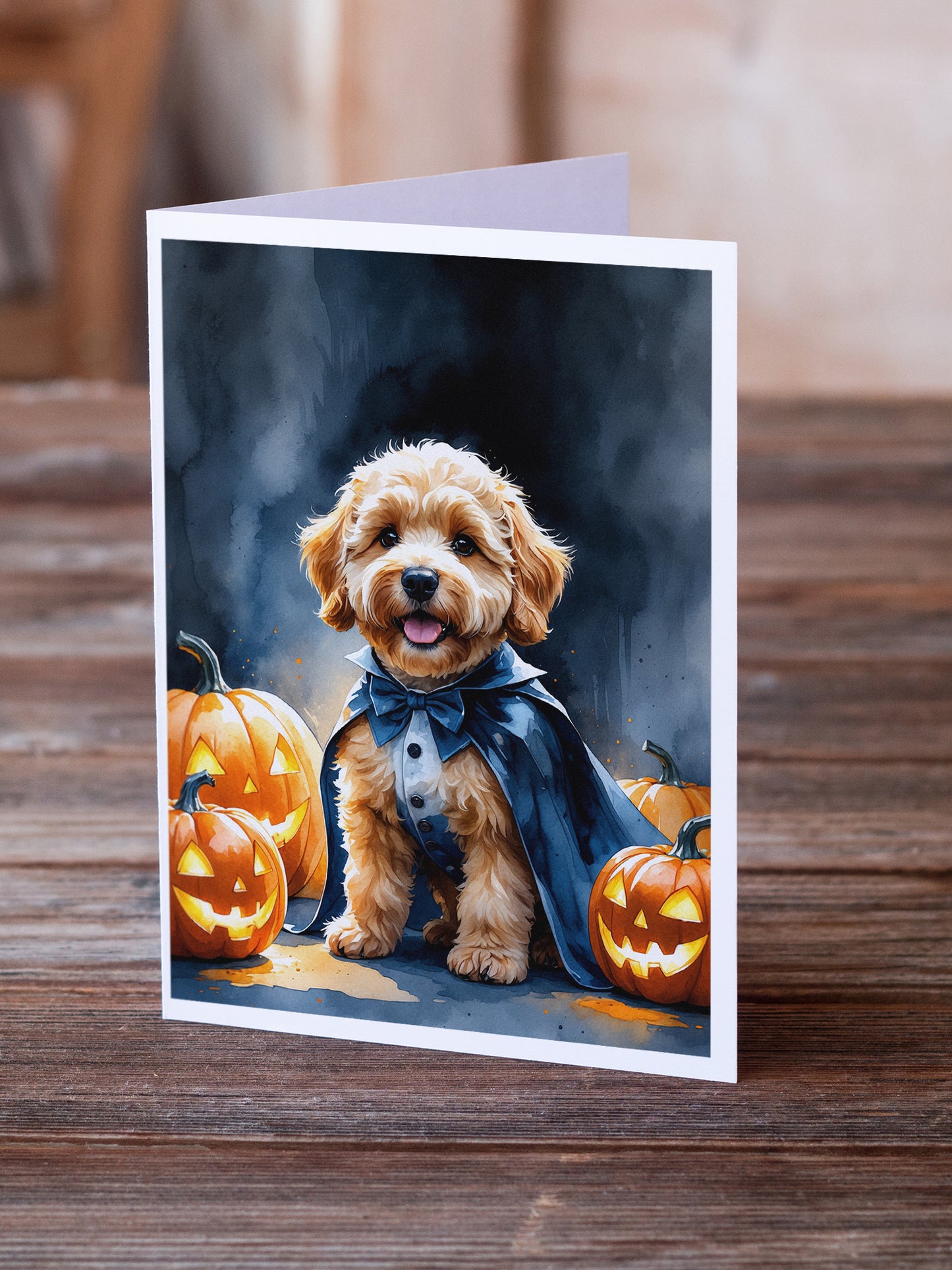 Goldendoodle Puppy Halloween Greeting Cards Pack of 8